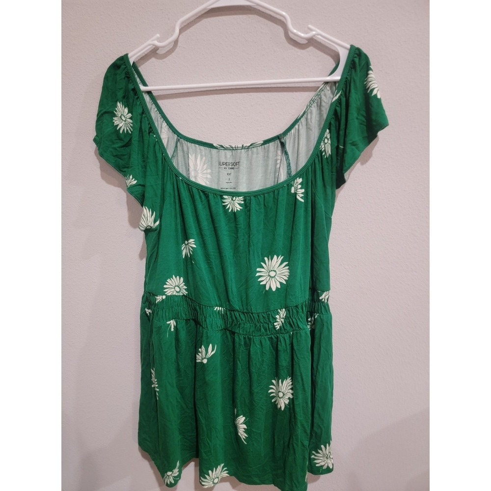 Torrid Green Super Soft Square Neck Cinched Waist Babydoll Top Size 3 3X